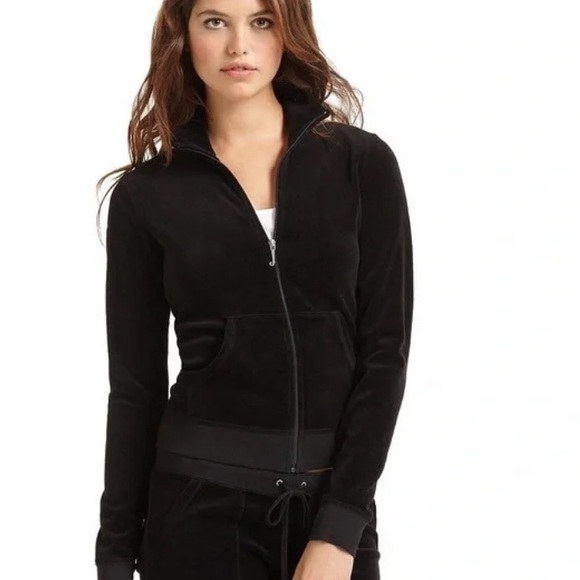 Juicy Couture Tops Classic Black Velour Track Jacket By Juicy